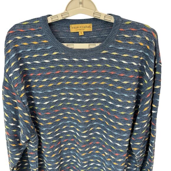 Vintage TRICOTS ST RAPHAEL Sweater Mens S Blue Pullover Textured Grandpacore - Picture 3 of 6